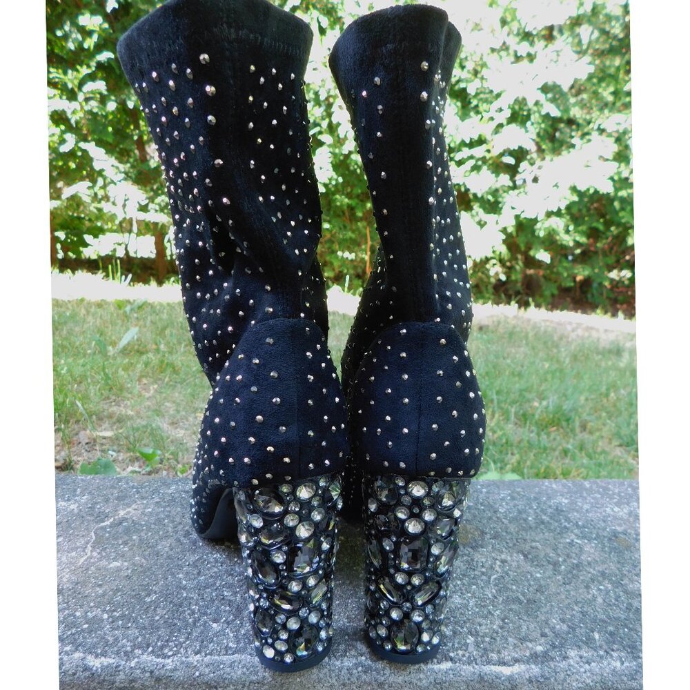 Bling Crystal Ankle Stretch Boots Size 9 - Picture 5 of 6